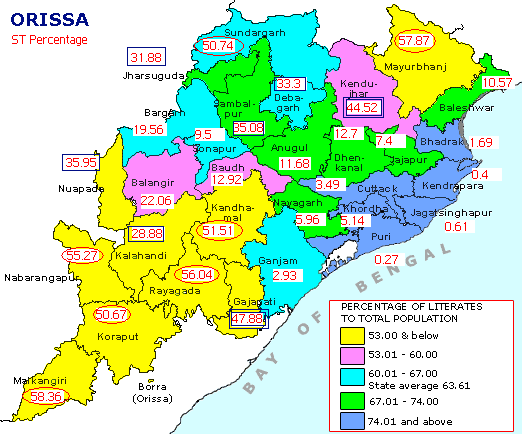 Old 13 Districts Of Odisha Map Districtwise St And Sc Percentage - Orissa Higher Education Vision 2020 -  Unofficial Personal Thoughts